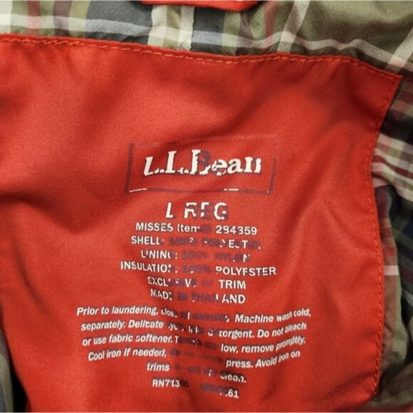 LL Bean Quilted Jacket Womens Size Large Orange‎ Farm Chore Barn - Picture 3 of 4